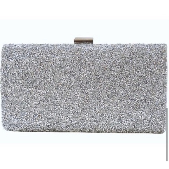 Silver Rhinestone Evening Clutch Bag with short and long strap - Picture 6 of 12